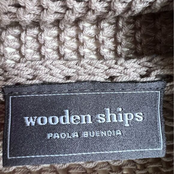 Wooden Ships Sweater Front Loose Knit Size Medium Beige Classic Capsule Neutral - Picture 6 of 7